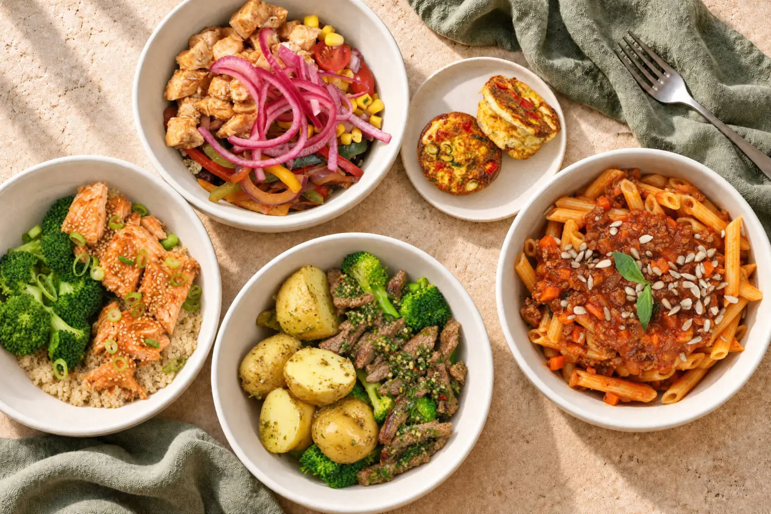 Viva bowls and egg muffins on a table